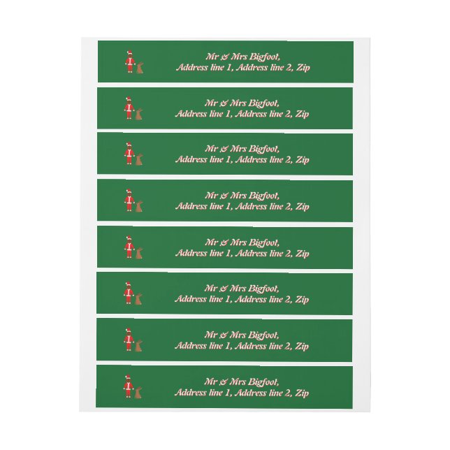 Santa Sasquatch and Jackalope Christmas Custom Wrap Around Address Label (Sheet)