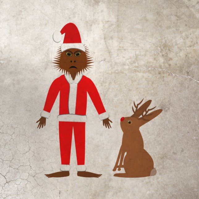 Santa Sasquatch and Jackalope Christmas Floor Decals (Insitu)