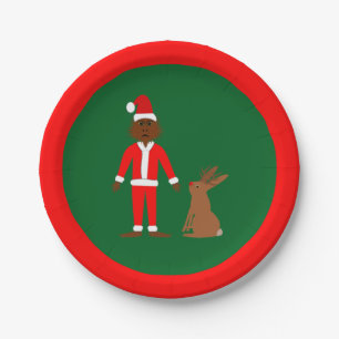 Santa Sasquatch and Jackalope Christmas Paper Plates