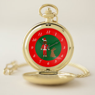 Santa Sasquatch and Jackalope Christmas Pocket Watch