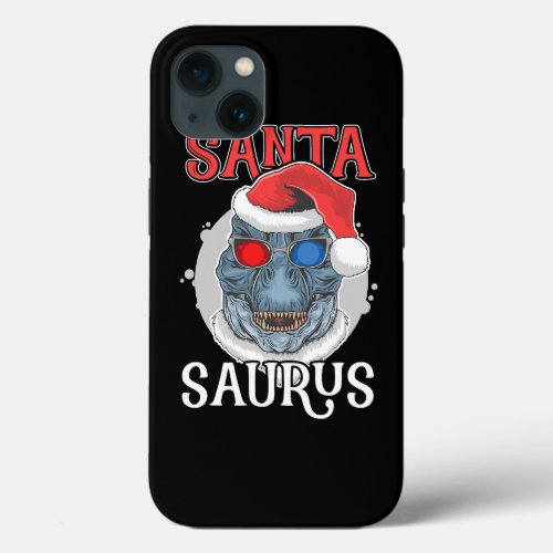 Santa Saurus jurassic dinosaur christmas tee desig iPhone 13 Case