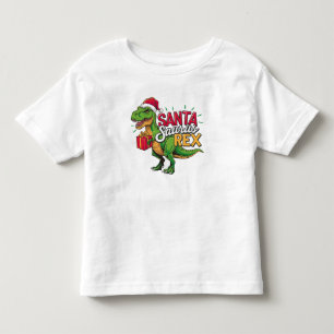 Santa saurus-rex merry Christmas kids shirt