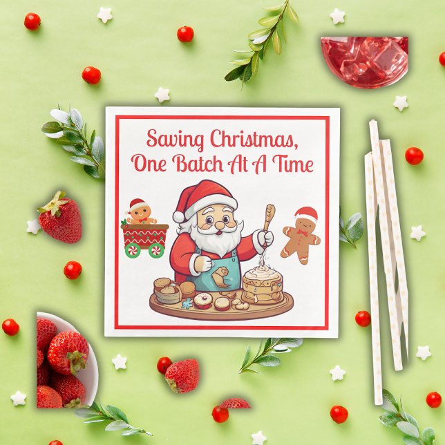 Santa Saving Christmas One Batch at a Time | Paper Dinner Napkins (Creator Uploaded)