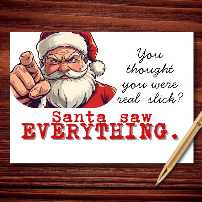 Santa Saw Everything Funny Christmas Holiday Card (Santa been shadow-watching like it’s his side quest. 😂🎄)
