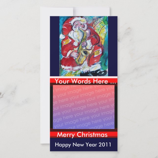 SANTA & SAX, CHRISTMAS PARTY HOLIDAY CARD (Front)