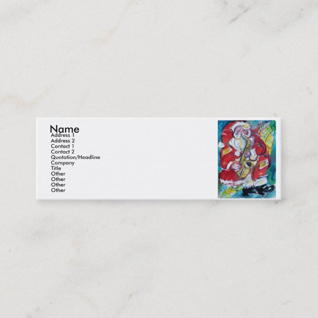 SANTA & SAX, CHRISTMAS PARTY MINI BUSINESS CARD (Front)