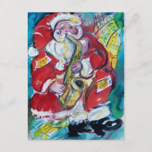 SANTA & SAX, CHRISTMAS PARTY POSTCARD