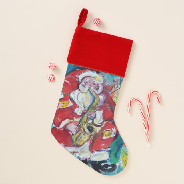 SANTA & SAX, CHRISTMAS PARTY STOCKING (Front)