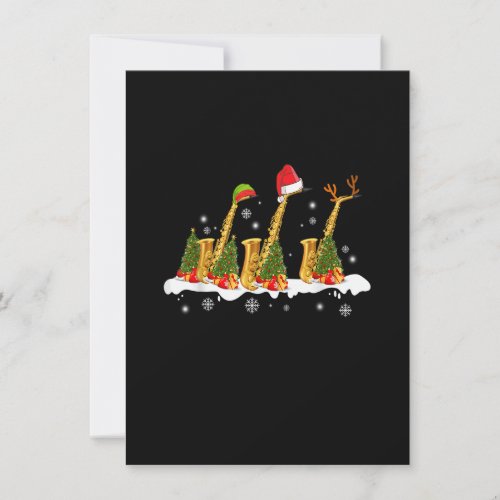 Santa Saxophone Christmas Lights Cute Instrument X Invitation