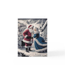Santa saying farewell to Mrs Claus - Blank Card