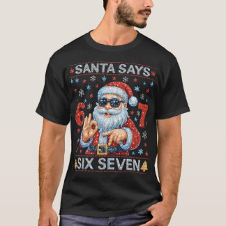 Santa Says 6 7 Bling Christmas Diamond Rhine T-Shirt