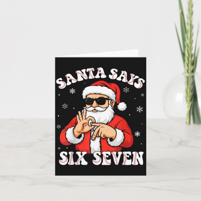 Santa Says 6 7 Six Seven Meme Baseball Number 67 G Card (Front)