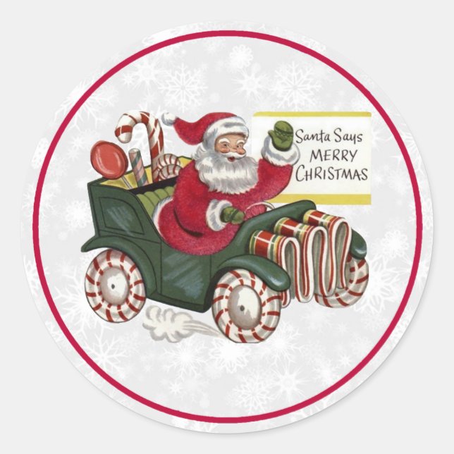 Santa Says Merry Christmas Classic Round Sticker (Front)