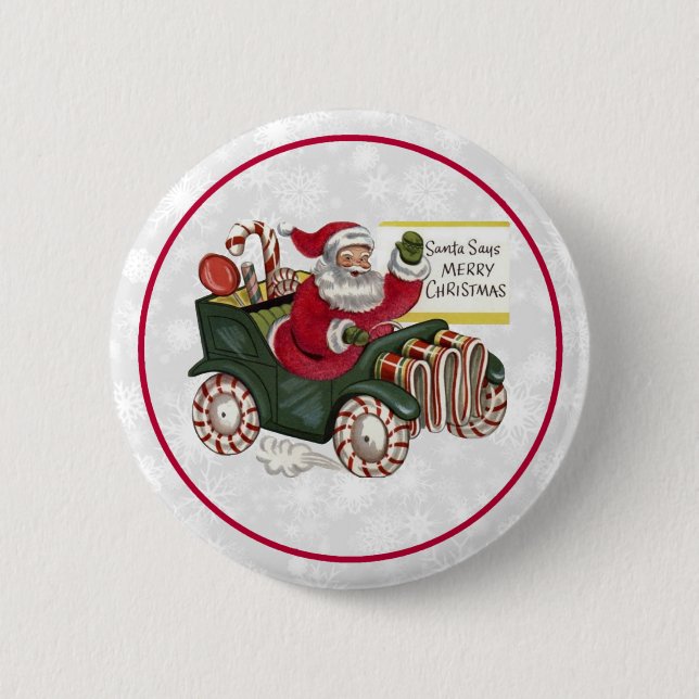 Santa Says Merry Christmas Pinback Button (Front)