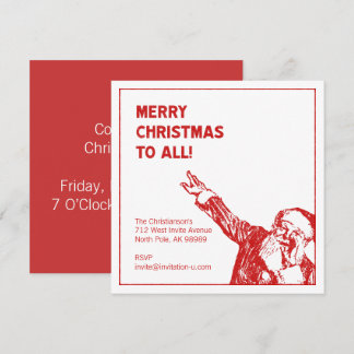 Santa says: "Merry Christmas to All!" Party Invitation