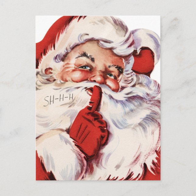 Santa Says Shhh Holiday Postcard (Front)