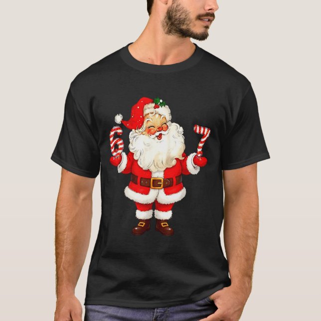 Santa Says Six Seven 6 7 Gen Z Alpha Meme Christma T-Shirt (Front)