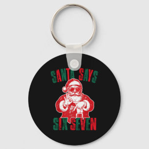 Santa Says Six Seven Funny 67 Meme Christmas Vinta Keychain