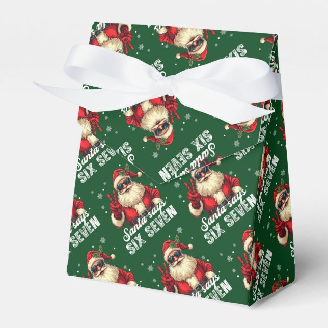 Santa Says SIX SEVEN – Funny Christmas Meme Favor Boxes (Front Side)