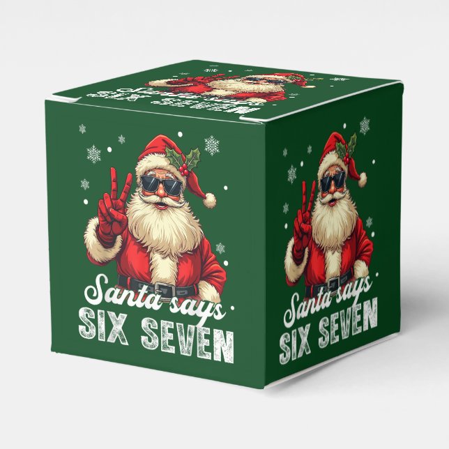 Santa Says SIX SEVEN – Funny Christmas Meme Favor Boxes (Front Side)