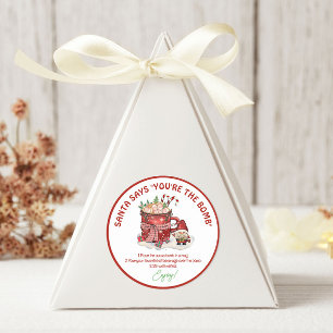 Santa Says You're the Bomb Hot Cocoa Christmas Classic Round Sticker