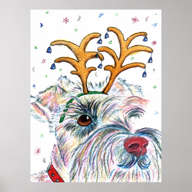 Santa Schnauzer Canvas Print (Front)