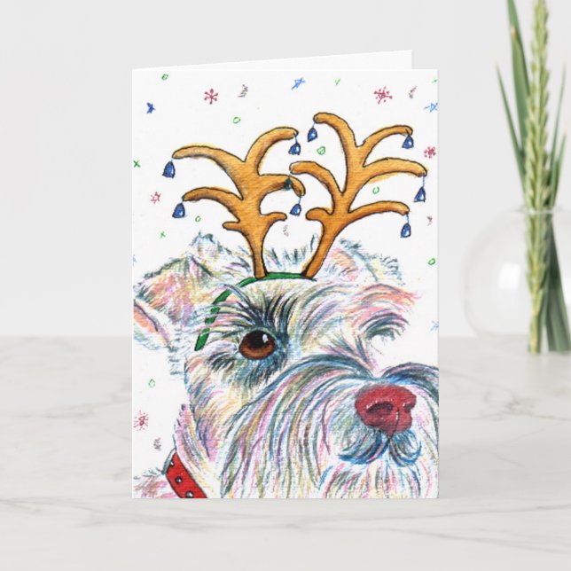 Santa Schnauzer Greeting Card (Front)
