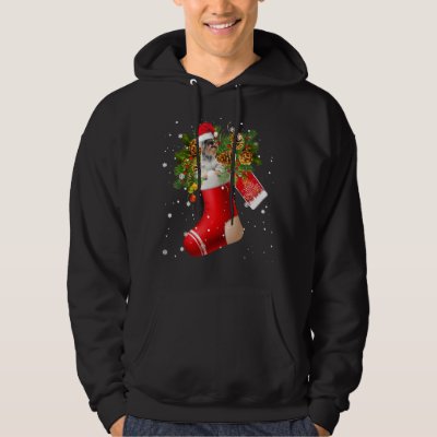 Santa Schnauzer In Christmas Sock Pajama Hoodie