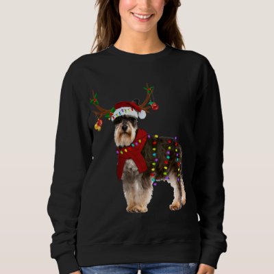 Santa Schnauzer reindeer Light Christmas Sweatshirt