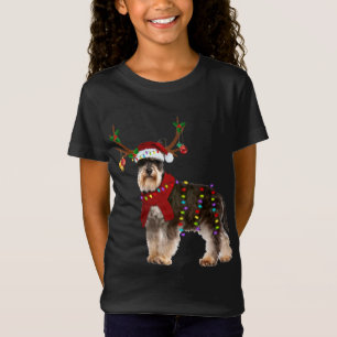 Santa Schnauzer reindeer Light Christmas T-Shirt