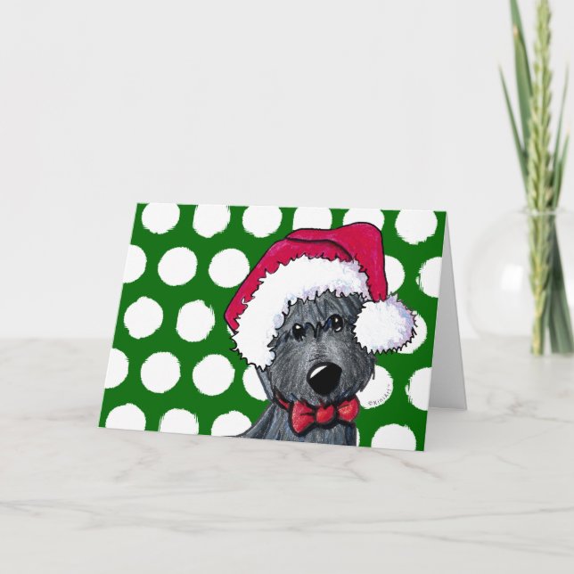 Santa Scottie Dog Christmas Card (Front)