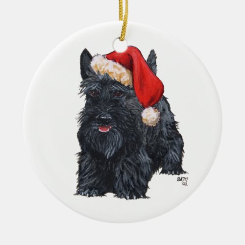 Santa Scottie Dog Ornament