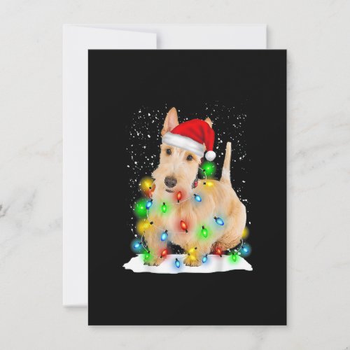 Santa Scottish Terrier Christmas Light Pajama Dog  Invitation