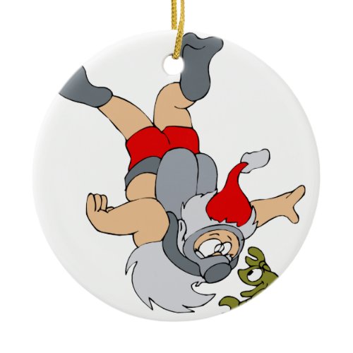 Santa scuba diving ceramic ornament