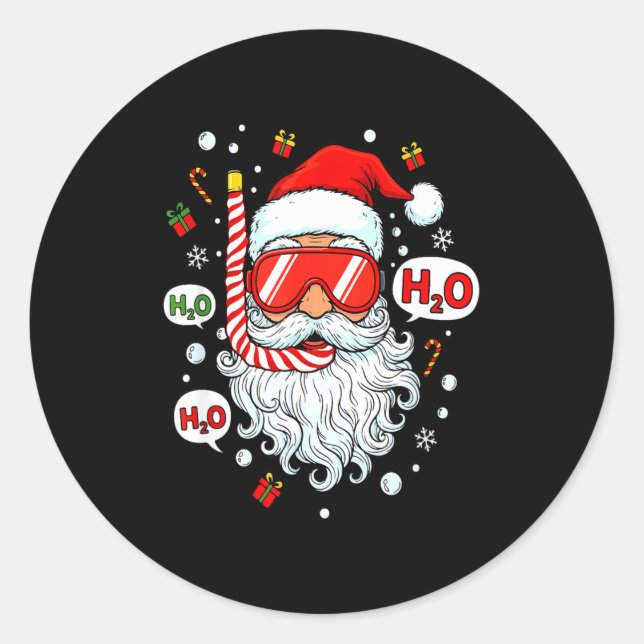 Santa Scuba Diving Equipment Funny Scuba Diver Chr Classic Round Sticker (Front)