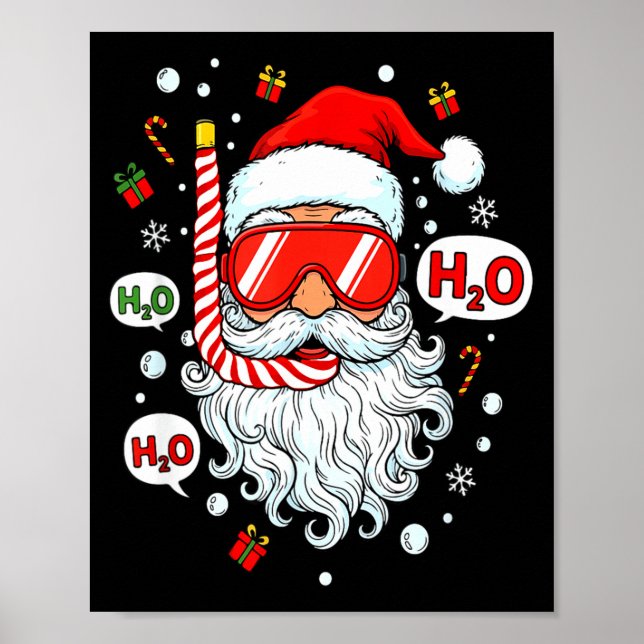 Santa Scuba Diving Equipment Funny Scuba Diver Chr Poster (Front)