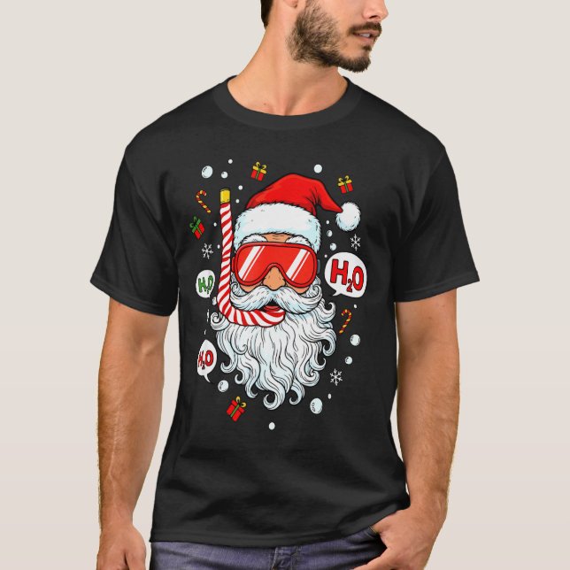 Santa Scuba Diving Equipment Funny Scuba Diver Chr T-Shirt (Front)