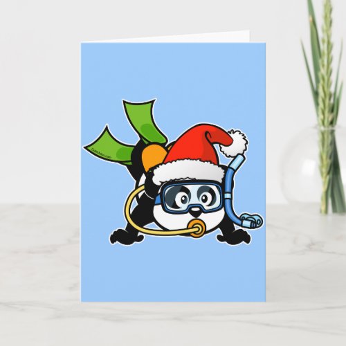 Santa Scuba Panda Holiday Card