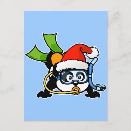 Santa Scuba Panda Holiday Postcard