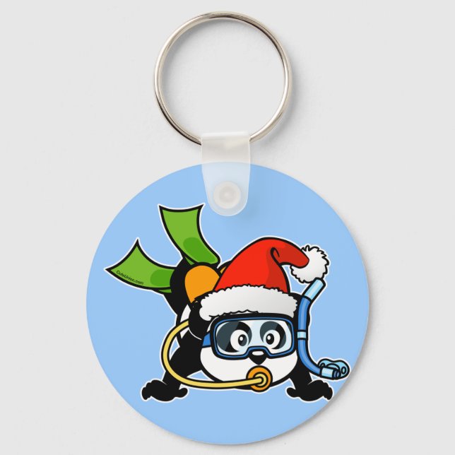 Santa Scuba Panda Keychain (Front)