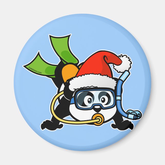 Santa Scuba Panda Magnet (Front)