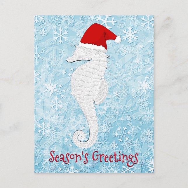 Santa Seahorse Personalize Holiday Postcard (Front)