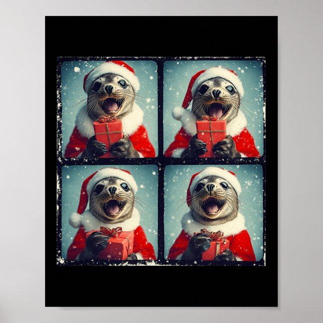 Santa Seal Ocean Animal Photography Sea Lion Chris Poster (Front)