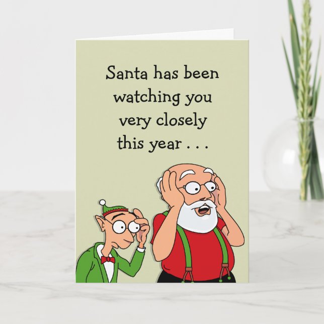 Santa Sees You Holiday Card (Front)
