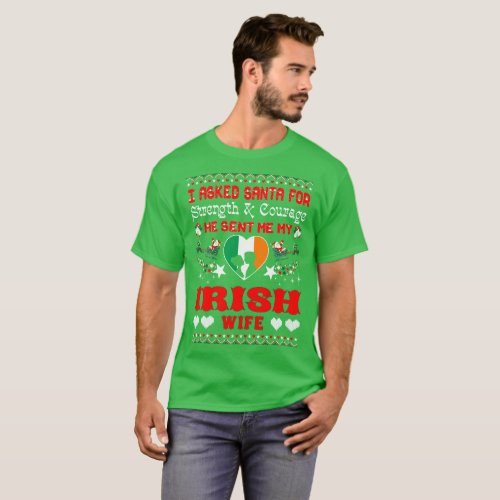 Santa Sent Irish Wife Christmas Ugly Sweater Shirt