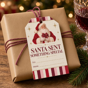 Santa Sent Something Special Vintage Gift Tags