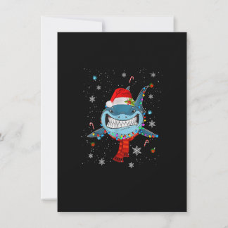 Santa Shark Christmas Lights Funny Boys Sharkmas X Invitation