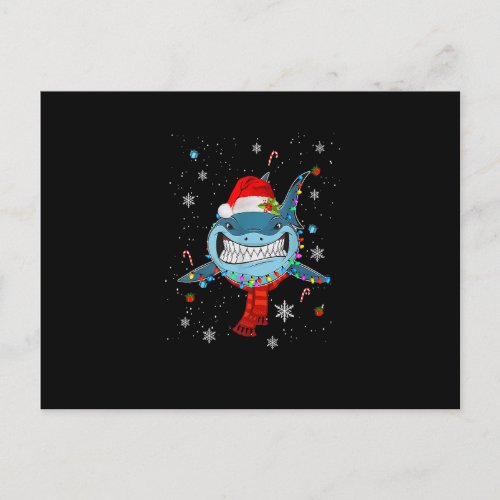 Santa Shark Christmas Lights Funny Boys Sharkmas X Postcard
