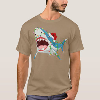 Santa Shark Christmas Lights Funny Shark Xmas  T-Shirt