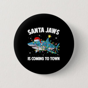 Santa Shark Christmas Lights Merry Sharkmas Xmas B Button
